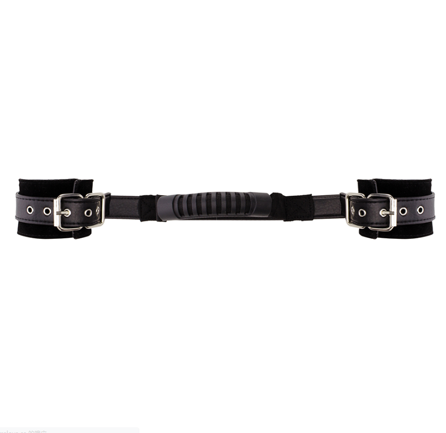 Shots Adjustable Leather Handcuffs Black