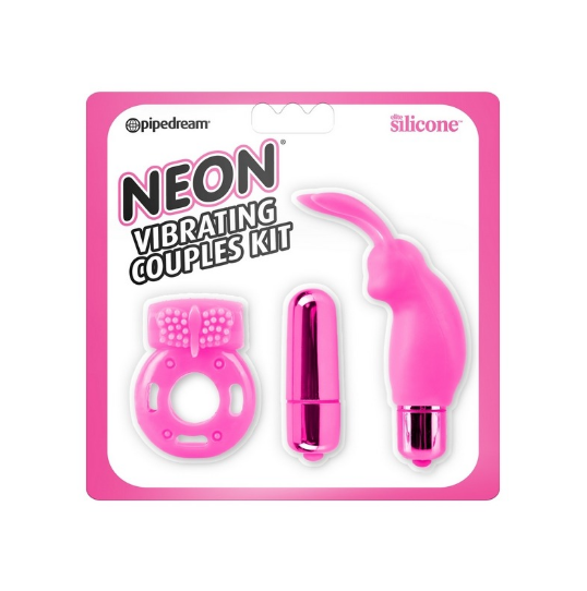 Neon Vibrating Couples Kit Pink