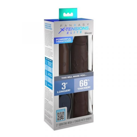 Fantasy X-tensions 9” Sleeve with Vibrating 3” Plug Brown