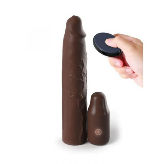 Fantasy X-tensions 9” Sleeve with Vibrating 3” Plug Brown