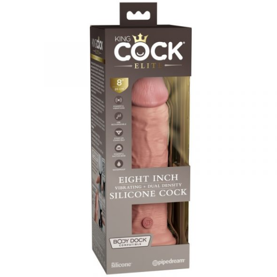 King Cock Elite 8” Vibrating Silicone Cock Light