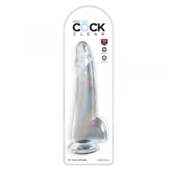 King Cock 10” with Balls Clear
