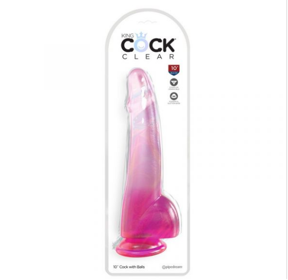 King Cock 10” with Balls Pink