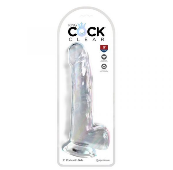 King Cock 9” with Balls Clear