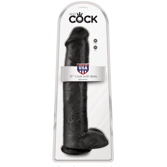 King Cock 15'' Cock with Balls Black
