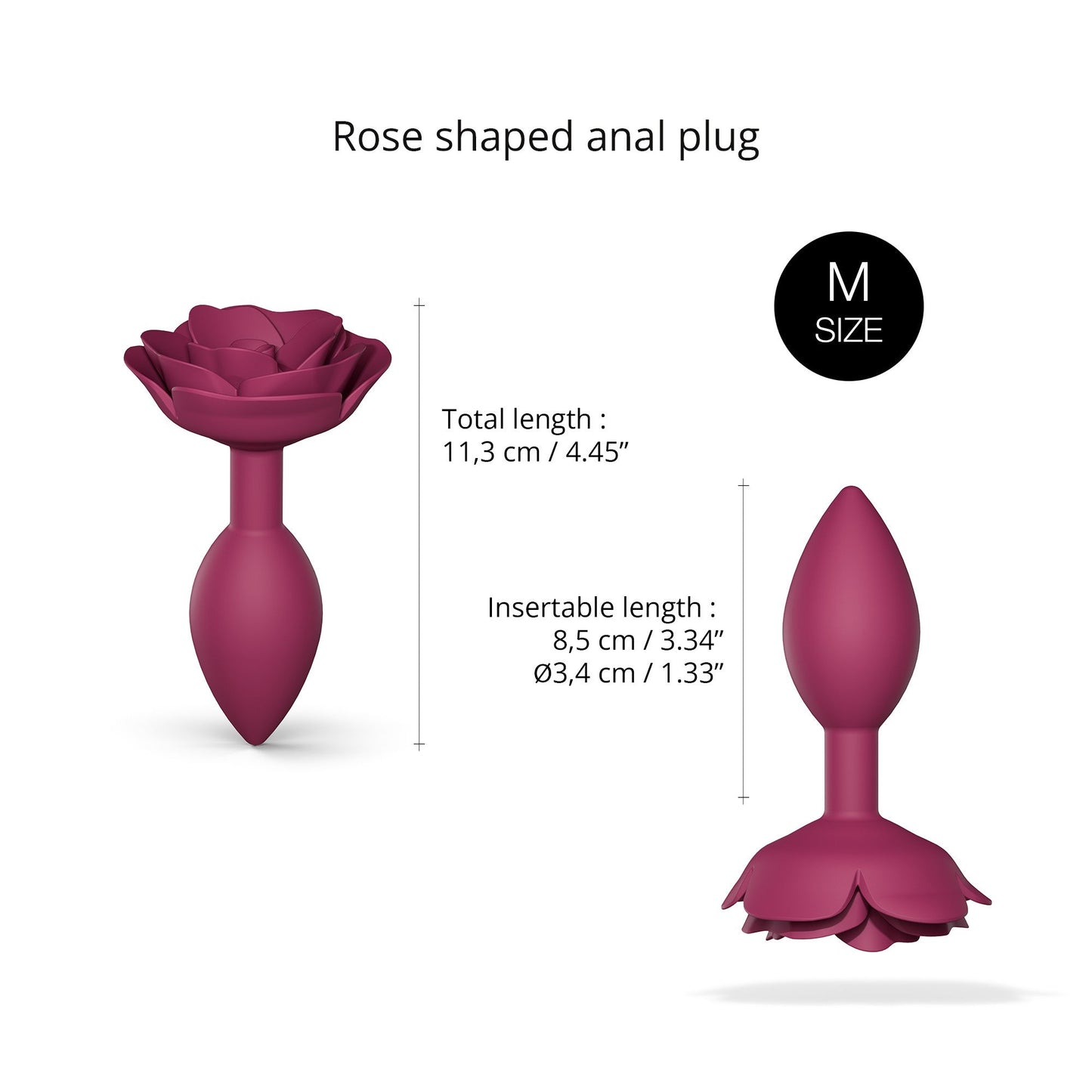 Love to Love Open Roses Silicone Butt Plug - Medium - Plum Star