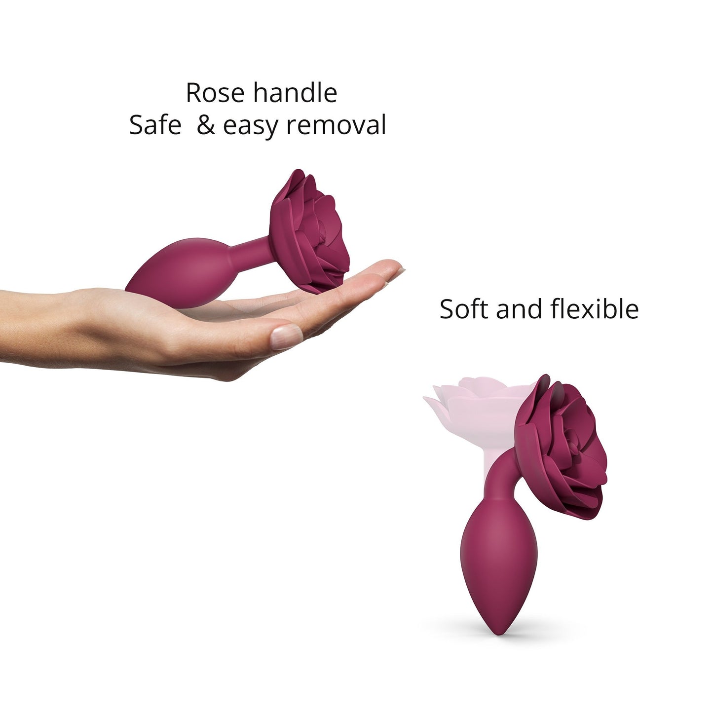 Love to Love Open Roses Silicone Butt Plug - Medium - Plum Star