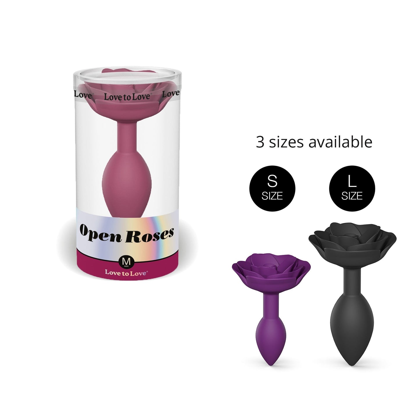 Love to Love Open Roses Silicone Butt Plug - Medium - Plum Star