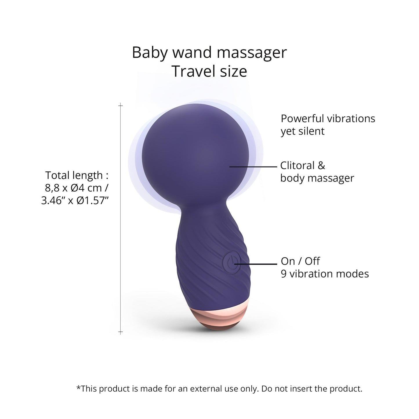 Love to Love Itsy Bitsy Mini Wand Vibrator- Midnight Indigo