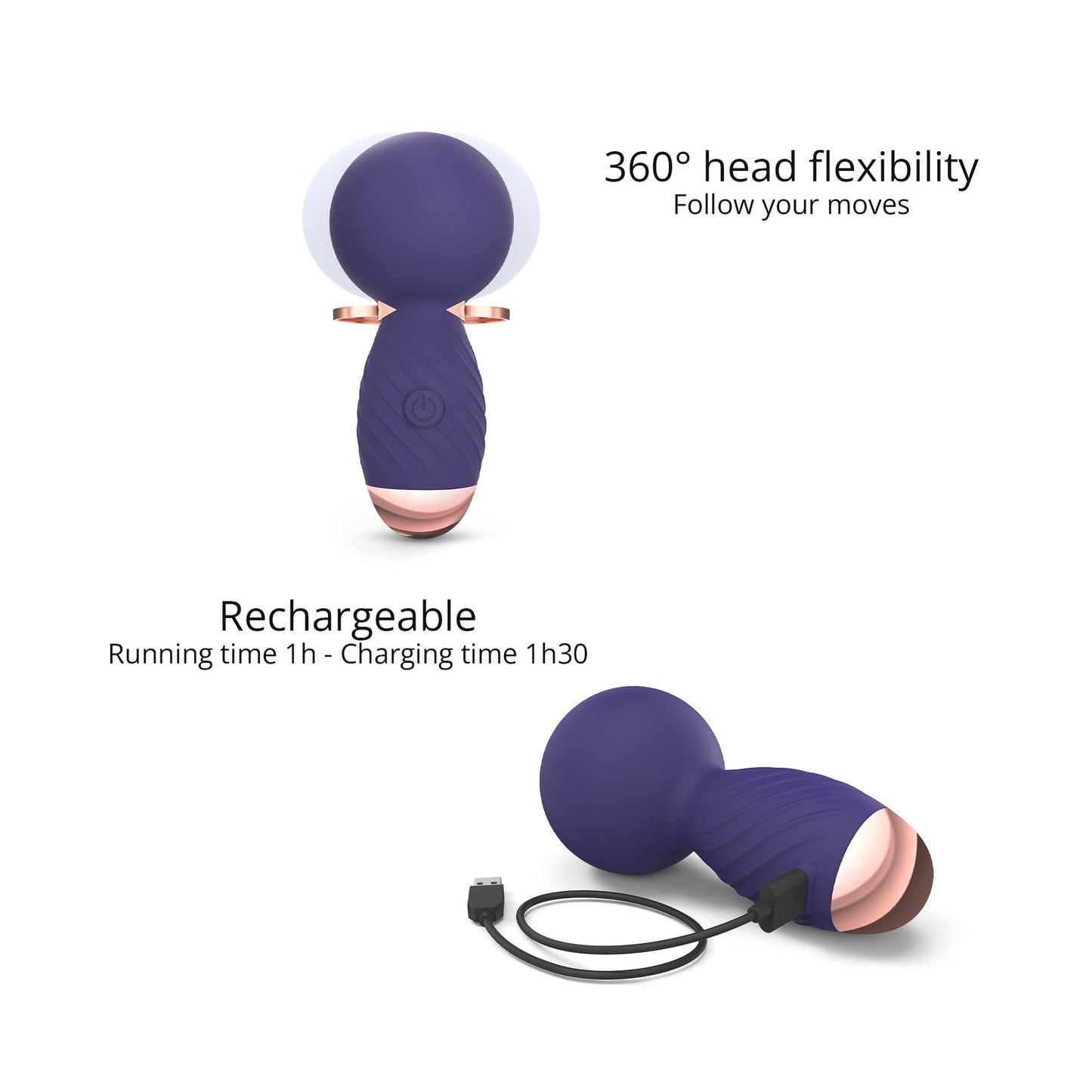 Love to Love Itsy Bitsy Mini Wand Vibrator- Midnight Indigo