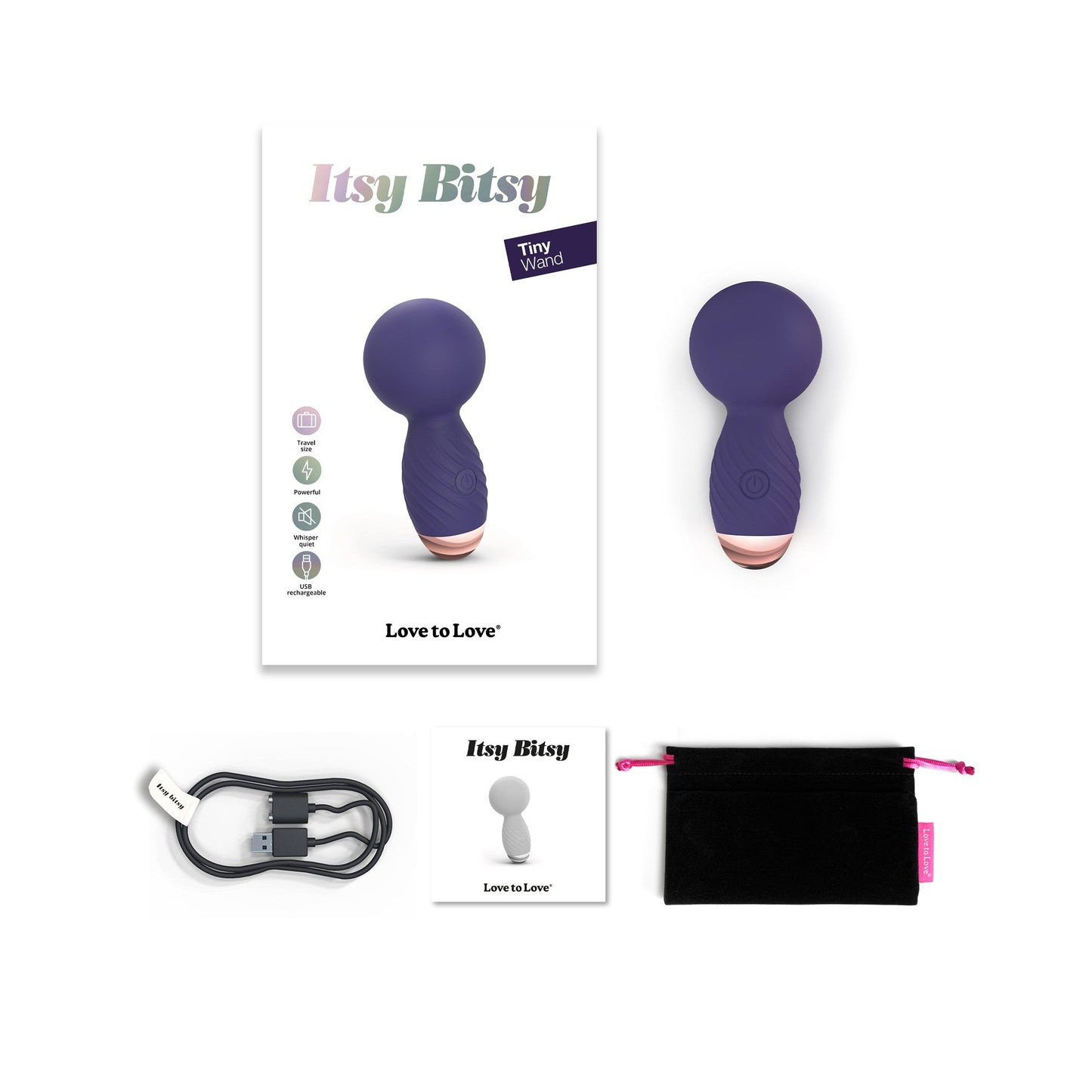Love to Love Itsy Bitsy Mini Wand Vibrator- Midnight Indigo
