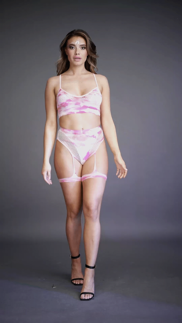 Shots 2 Piece Bra Set With Garters & Dazzling Stickers