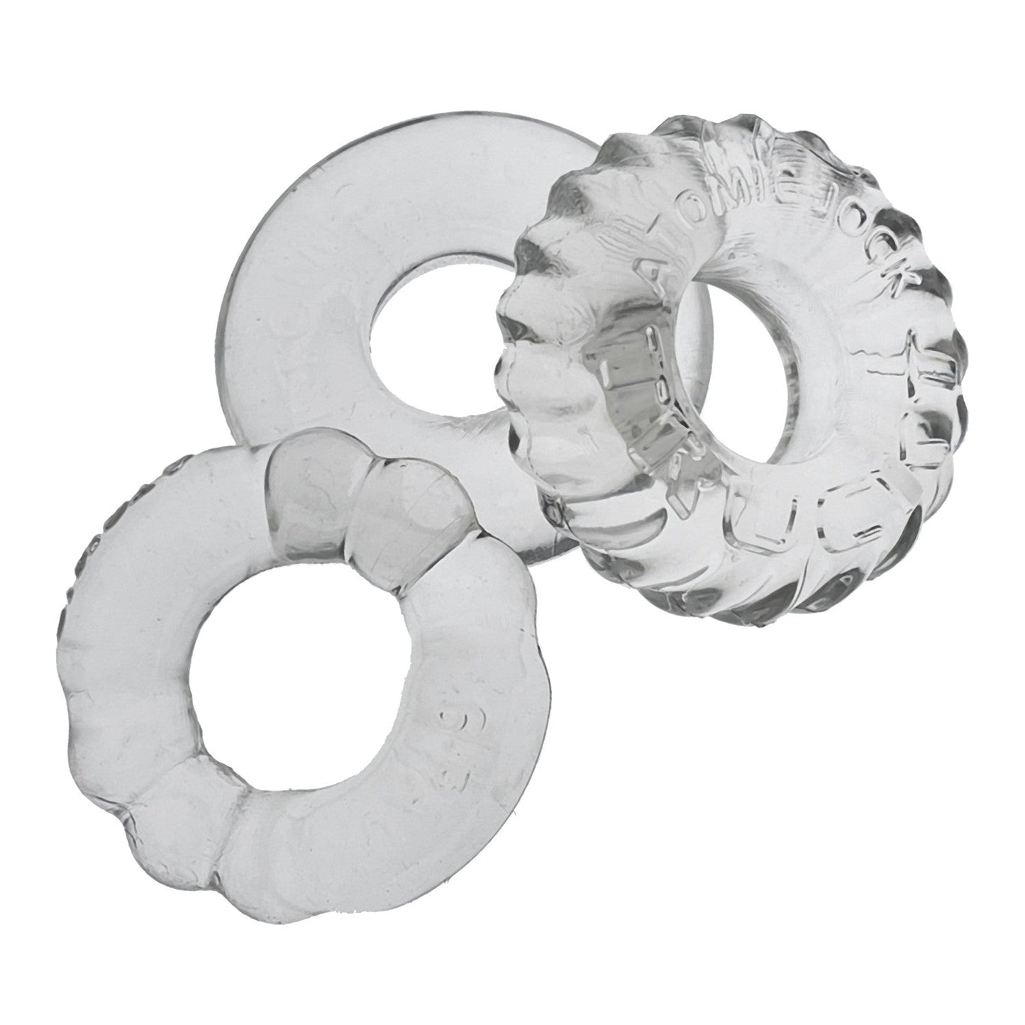 Oxballs Bonemaker Cock Ring Kit 3-Pack - CLEAR