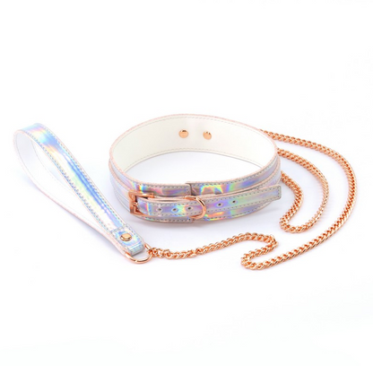 NS Cosmo Bondage Collar & Leash Rainbow
