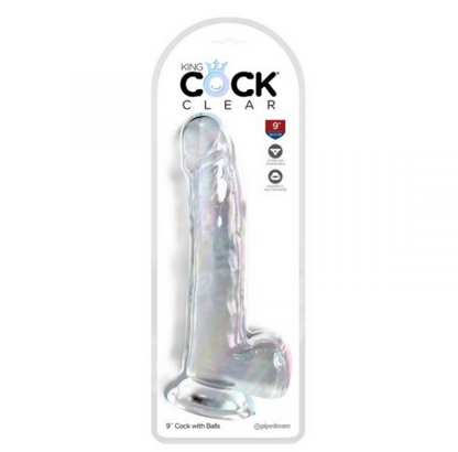 King Cock 9” with Balls Clear
