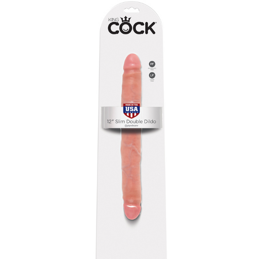 King Cock 12 Slim Double Dildo Beige