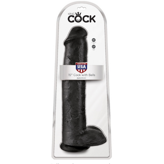 King Cock 15'' Cock with Balls Black