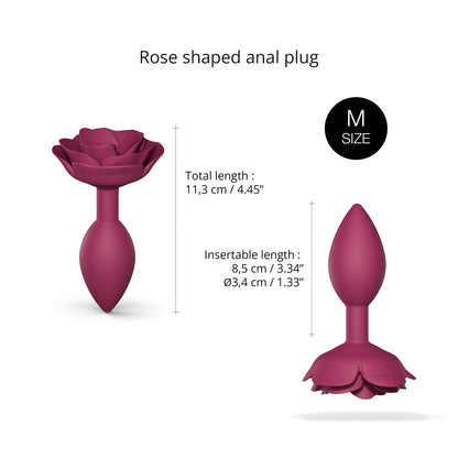 Love to Love Open Roses Silicone Butt Plug - Medium - Plum Star