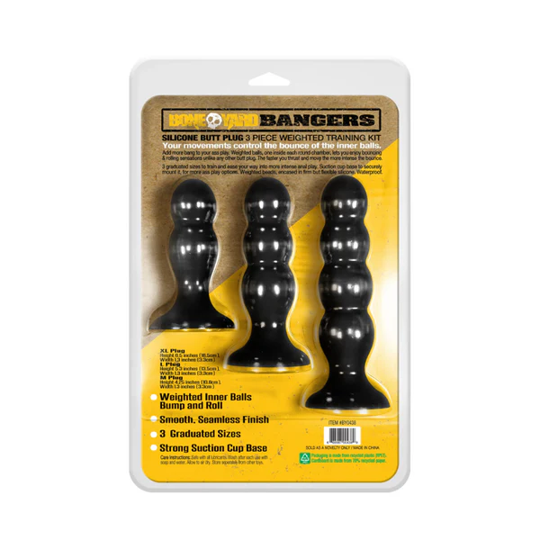 BoneYard Bangers Silicone Butt Plug 3-Piece Weighted Training Kit