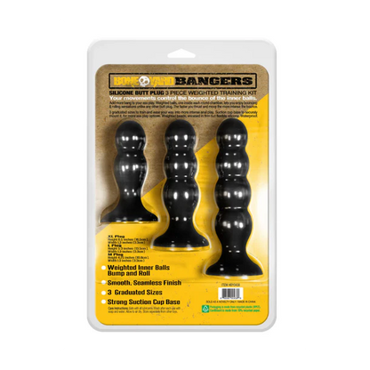BoneYard Bangers Silicone Butt Plug 3-Piece Weighted Training Kit