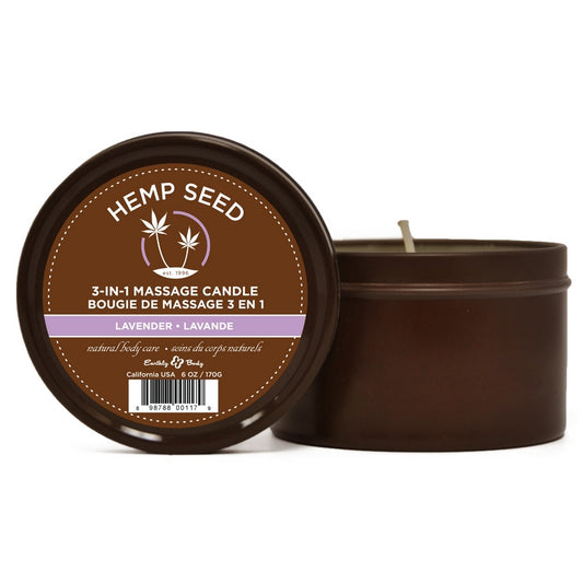 Earthly Body 3 in 1 Round Tin Massage Candle Lavender 6.8 oz