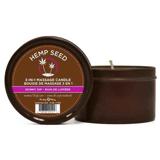 Earthly Body 3 in 1 Round Tin Massage Candle Skinny Dip 6.8 oz