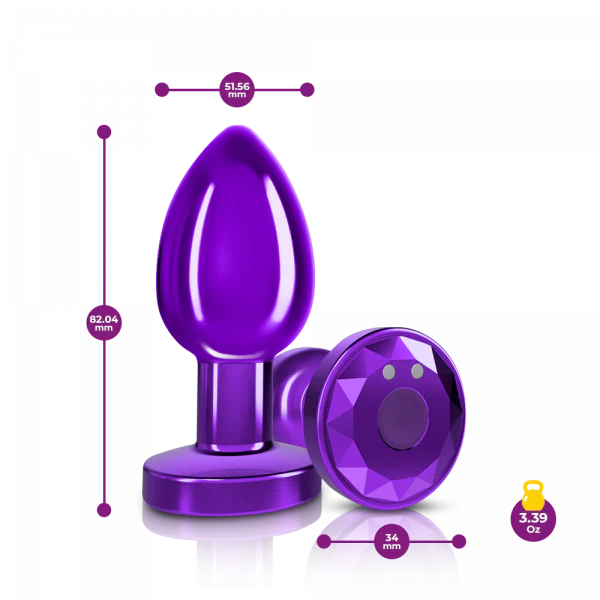 Cheeky Charms R/C Vibrating Metal Plug - Purple-Medium
