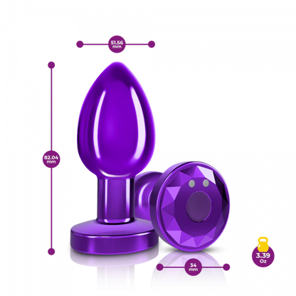 Cheeky Charms R/C Vibrating Metal Plug - Purple-Medium