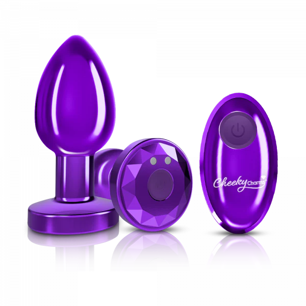 Cheeky Charms R/C Vibrating Metal Plug - Purple-Medium
