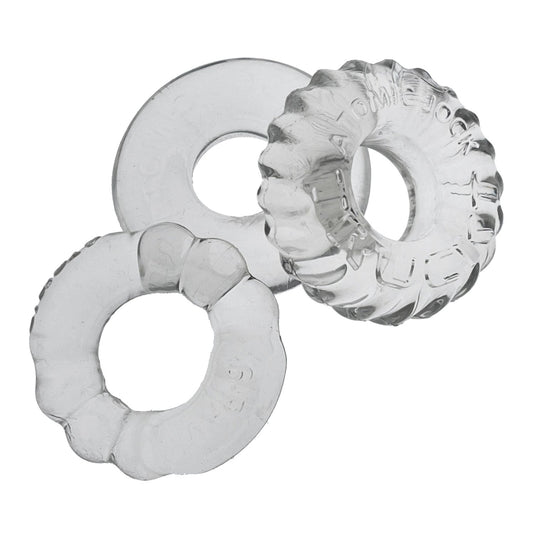 Oxballs Bonemaker Cock Ring Kit 3-Pack - CLEAR