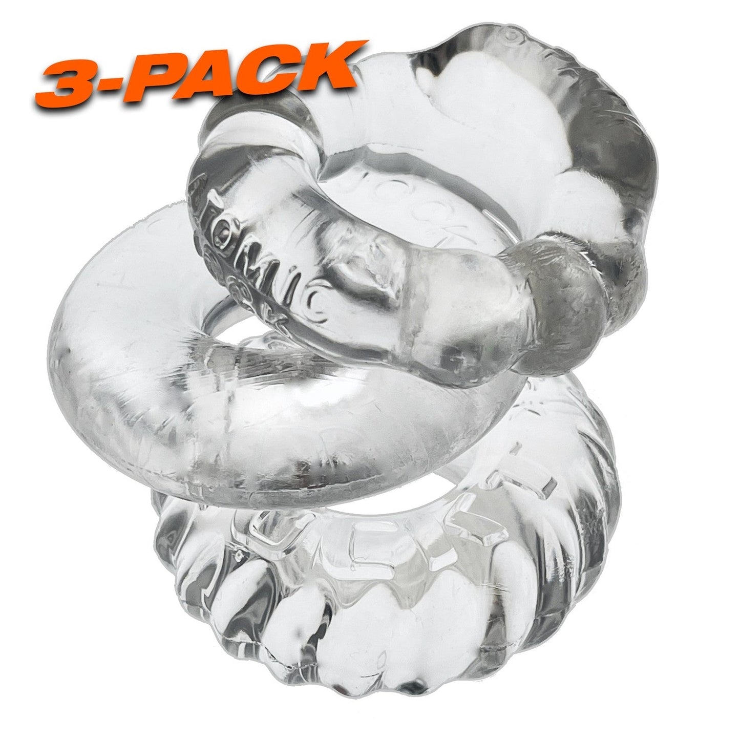 Oxballs Bonemaker Cock Ring Kit 3-Pack - CLEAR