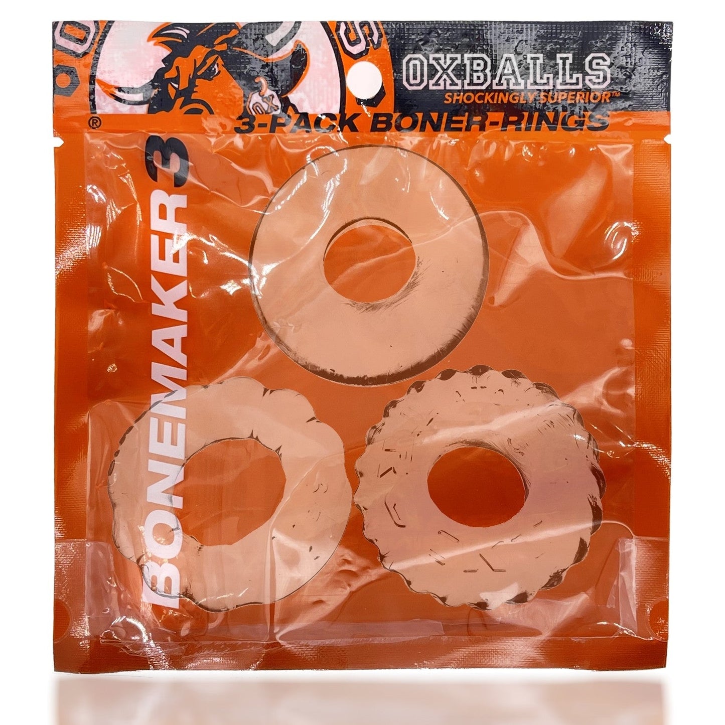 Oxballs Bonemaker Cock Ring Kit 3-Pack - CLEAR