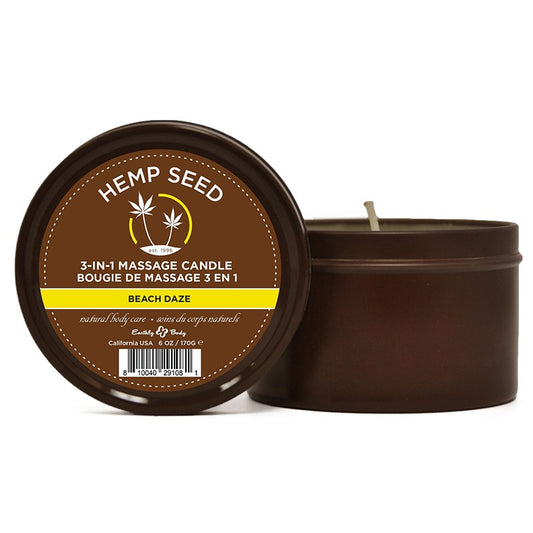 Earthly Body 3 in 1 Round Tin Massage Candle Beach Daze 6.8 oz