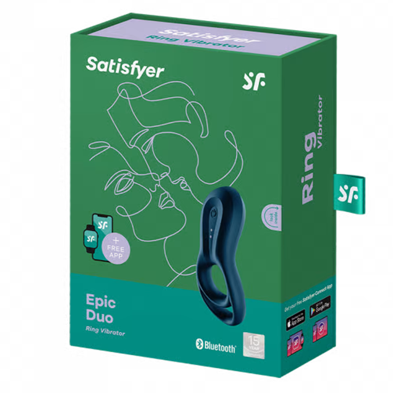 Satisfyer Epic Duo Ring Vibrator - Dark Blue