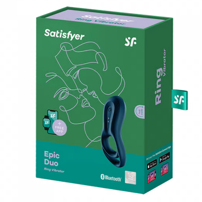 Satisfyer Epic Duo Ring Vibrator - Dark Blue