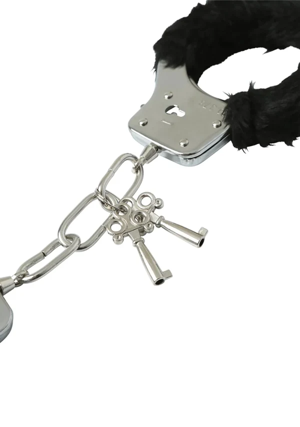 Sex & Mischief Furry Handcuffs - Black