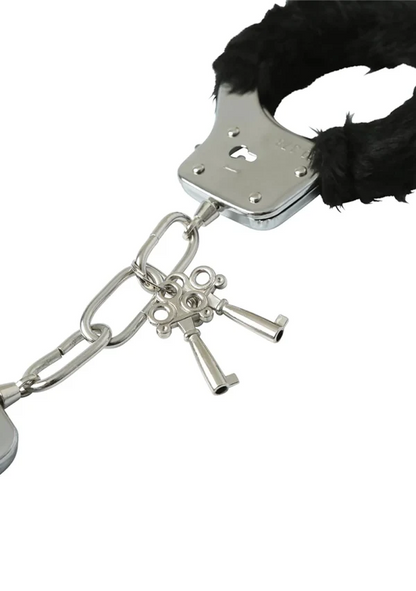 Sex & Mischief Furry Handcuffs - Black